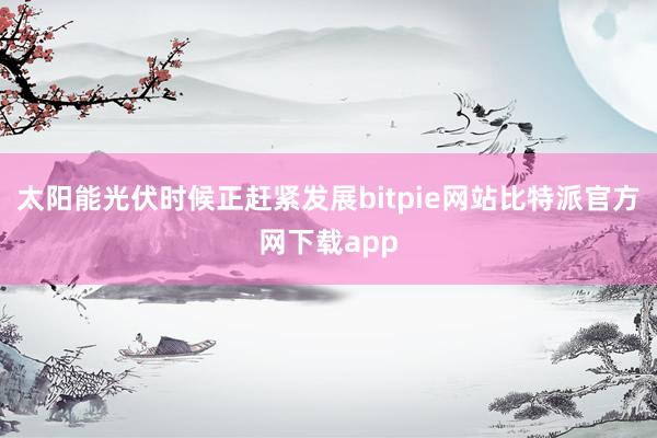 太阳能光伏时候正赶紧发展bitpie网站比特派官方网下载app