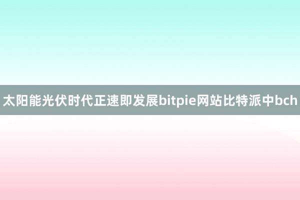 太阳能光伏时代正速即发展bitpie网站比特派中bch