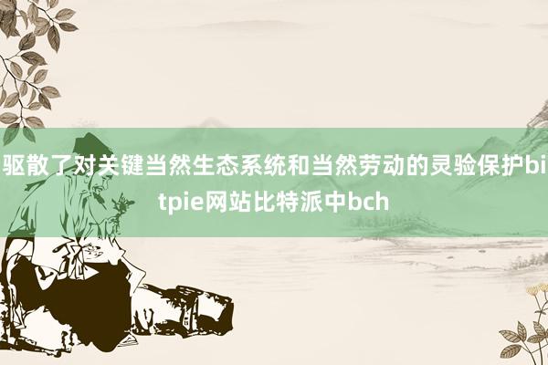 驱散了对关键当然生态系统和当然劳动的灵验保护bitpie网站比特派中bch