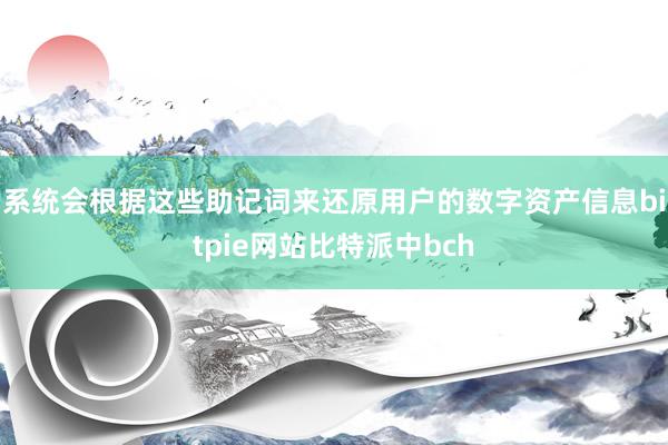 系统会根据这些助记词来还原用户的数字资产信息bitpie网站比特派中bch