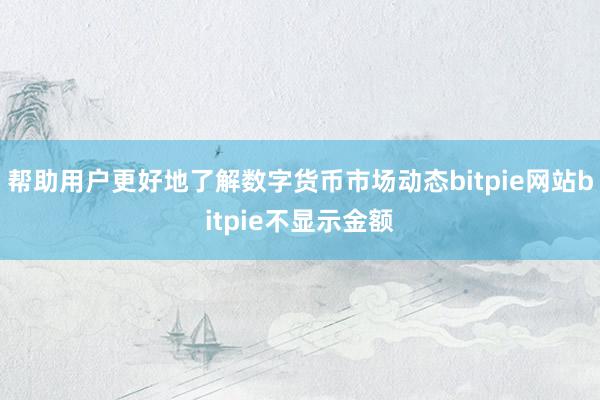 帮助用户更好地了解数字货币市场动态bitpie网站bitpie不显示金额