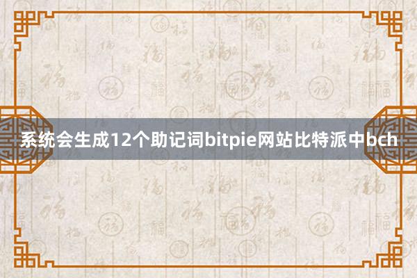 系统会生成12个助记词bitpie网站比特派中bch