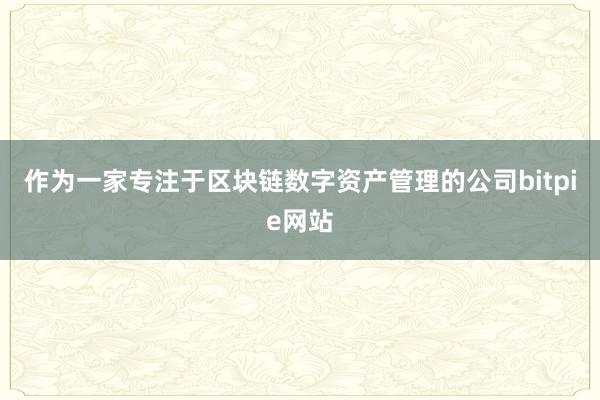 作为一家专注于区块链数字资产管理的公司bitpie网站