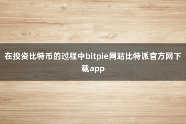 在投资比特币的过程中bitpie网站比特派官方网下载app