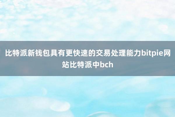 比特派新钱包具有更快速的交易处理能力bitpie网站比特派中bch