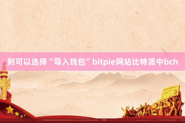 则可以选择“导入钱包”bitpie网站比特派中bch