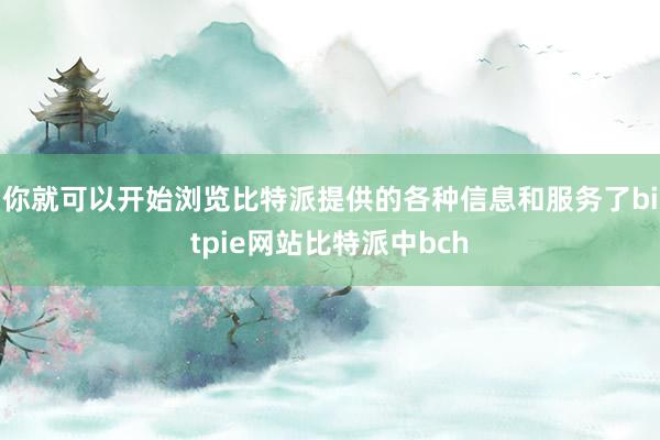 你就可以开始浏览比特派提供的各种信息和服务了bitpie网站比特派中bch