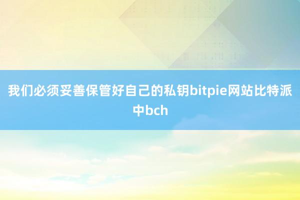 我们必须妥善保管好自己的私钥bitpie网站比特派中bch