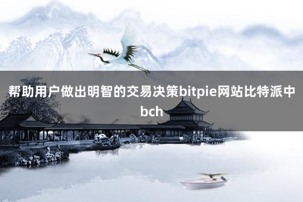 帮助用户做出明智的交易决策bitpie网站比特派中bch