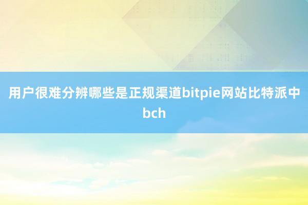 用户很难分辨哪些是正规渠道bitpie网站比特派中bch