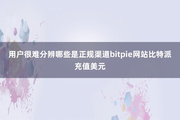 用户很难分辨哪些是正规渠道bitpie网站比特派充值美元