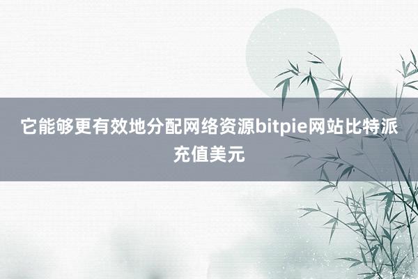 它能够更有效地分配网络资源bitpie网站比特派充值美元