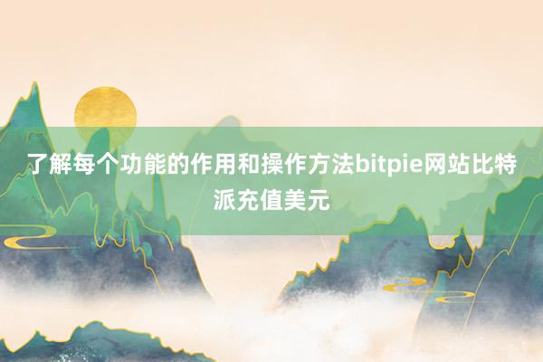 了解每个功能的作用和操作方法bitpie网站比特派充值美元