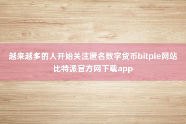 越来越多的人开始关注匿名数字货币bitpie网站比特派官方网下载app