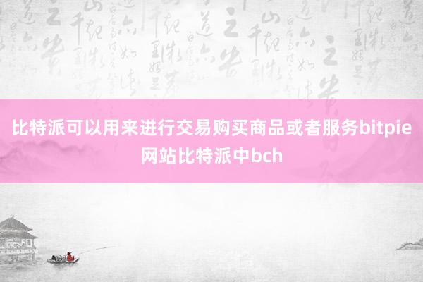 比特派可以用来进行交易购买商品或者服务bitpie网站比特派中bch