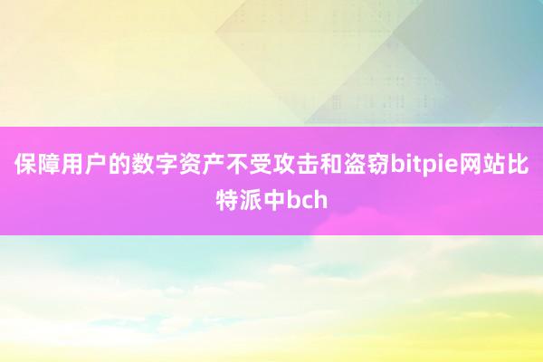 保障用户的数字资产不受攻击和盗窃bitpie网站比特派中bch