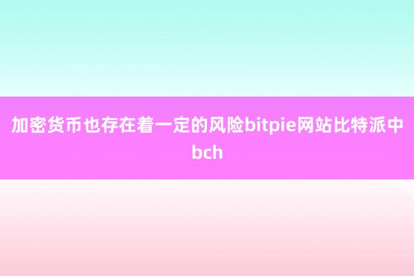 加密货币也存在着一定的风险bitpie网站比特派中bch