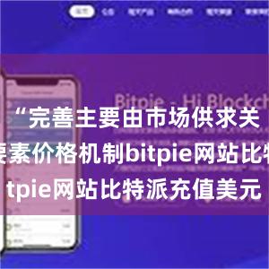 “完善主要由市场供求关系决定要素价格机制bitpie网站比特派充值美元